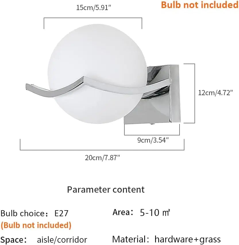 Indoor Wall Light, Ball Wall Lamp, E27 Modern Decorative Wall Lights for Bedroom Staircase Corridor (Bulbs Not Included)