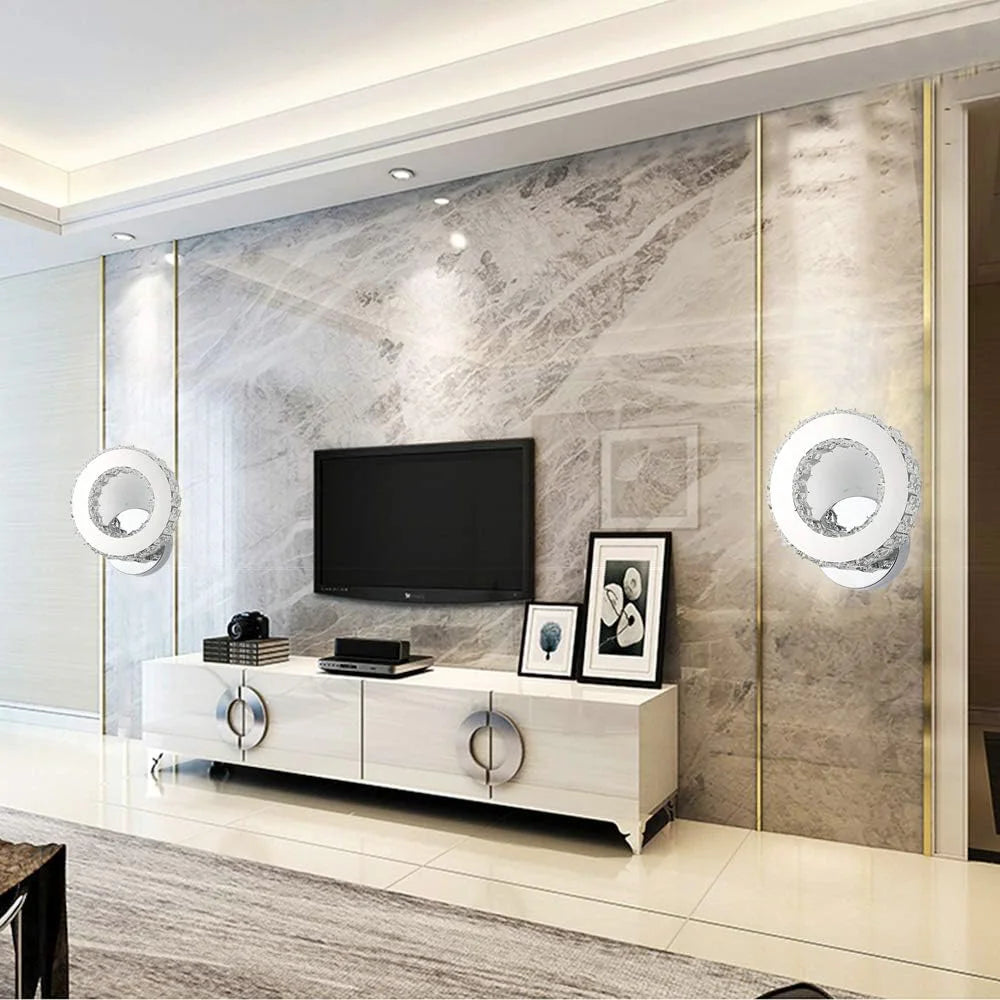 Crystal Wall Lights,LED Wall Light 6500K LED16W Lamp for Living Room,Bedroom,Cool White Light [Energy Class E]