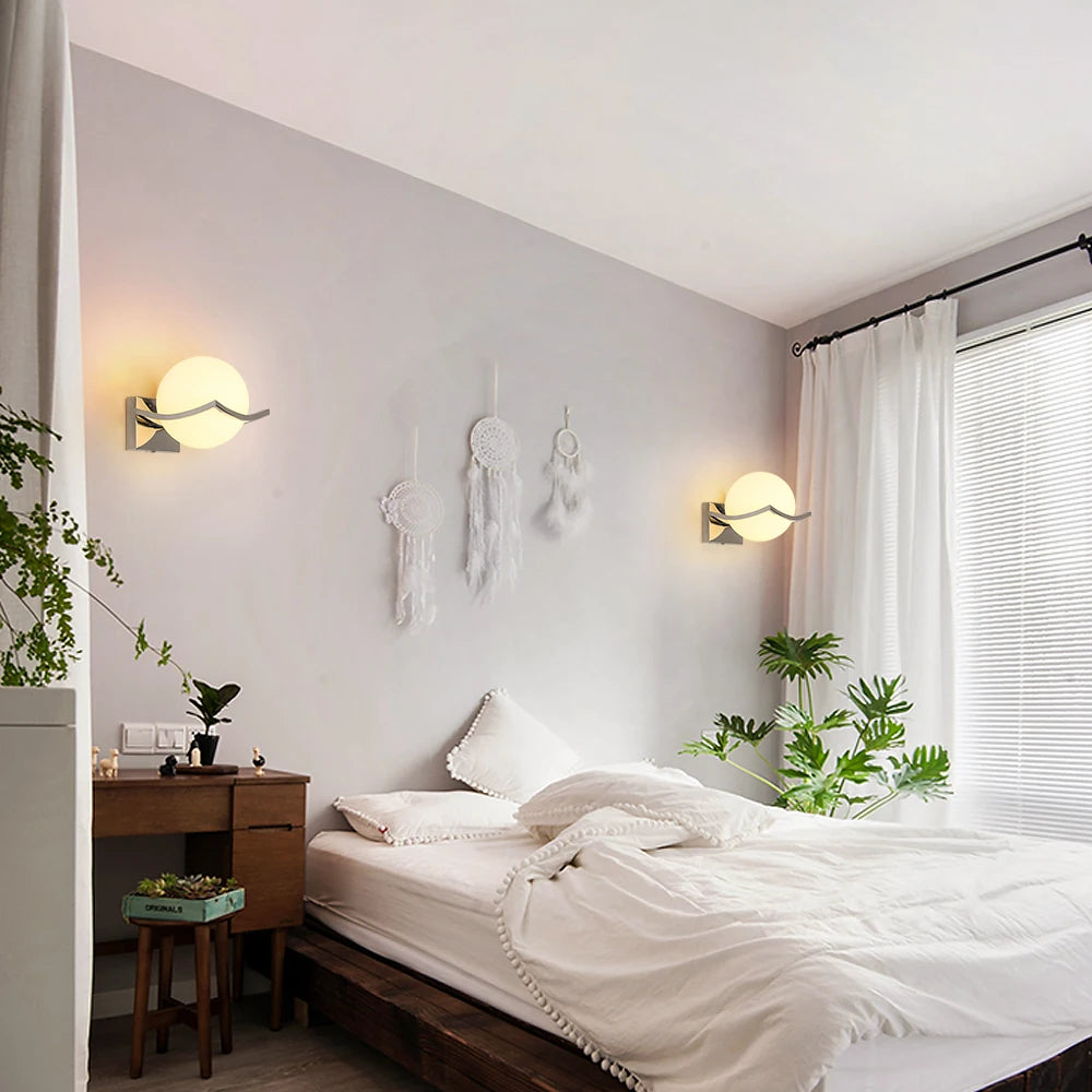Indoor Wall Light, Ball Wall Lamp, E27 Modern Decorative Wall Lights for Bedroom Staircase Corridor (Bulbs Not Included)