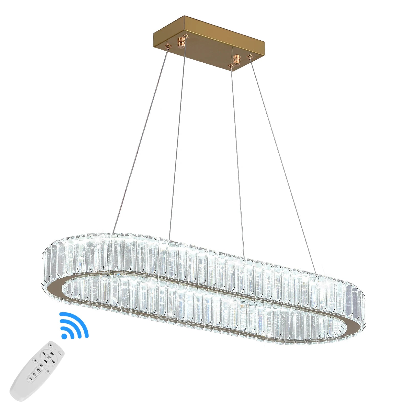 Modern Pendant Light Oval Design Led Chandelier Crystal Hanging Ceiling Lamp Lustre Fixture Living Room Kitchen Island Decor