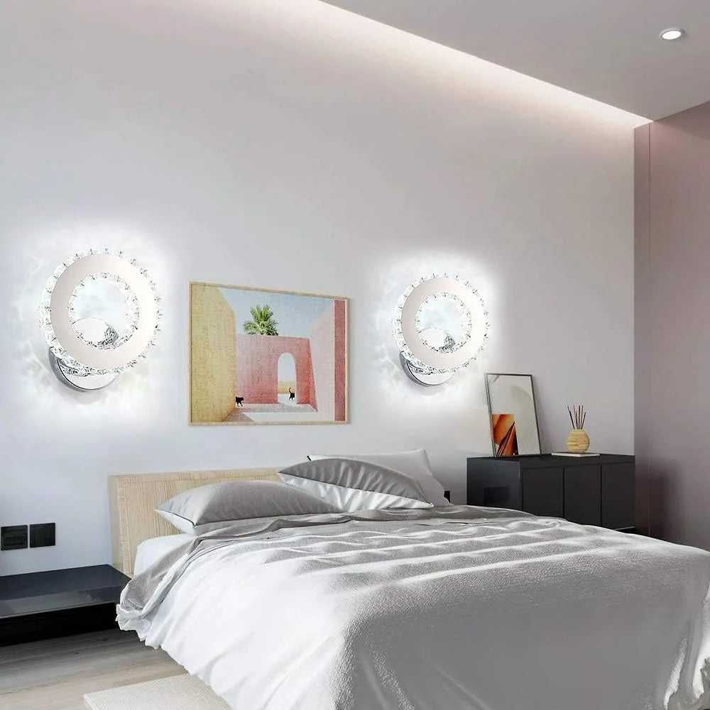 Crystal Wall Lights,LED Wall Light 6500K LED16W Lamp for Living Room,Bedroom,Cool White Light [Energy Class E]